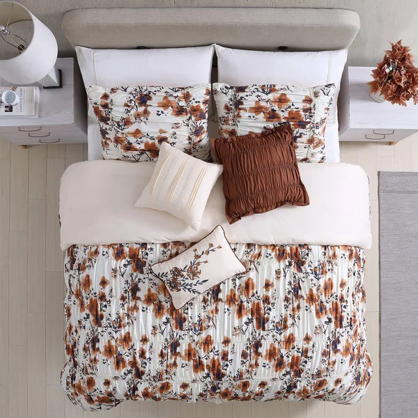 Modern Threads 6-Piece Printed Textured Comforter Set King Other Floral Ridge