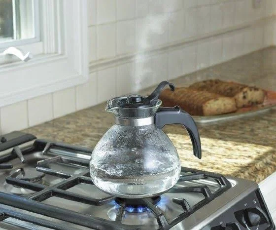 Medelco 12-Cup Glass Stovetop Whistling Kettle - New