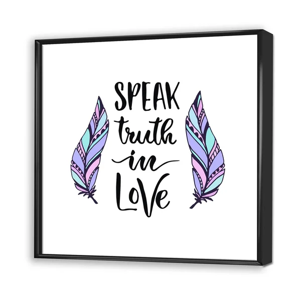 Designart &Spreak Truth in Love Tribal Feathers I& Modern & Contemporary Framed Canvas Wall Art Print - 30 in. Wide x 30 in.