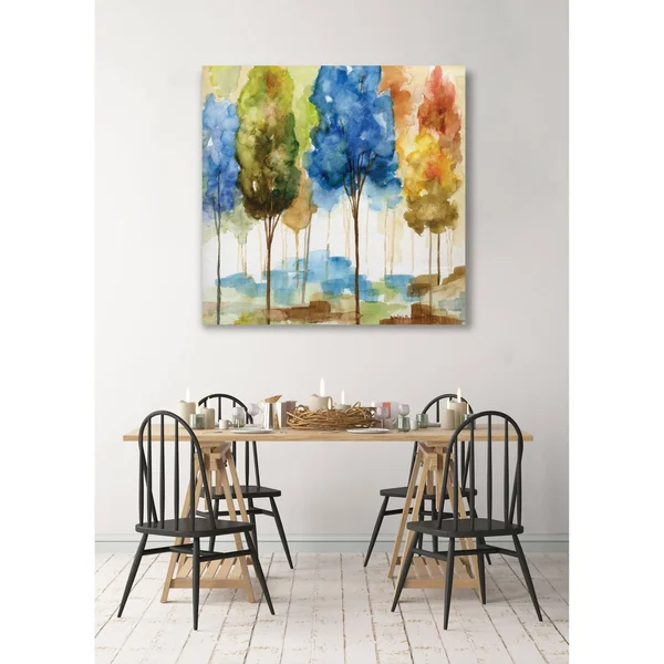 Wexford Home Magical Forest II -Gallery Wrapped Canvas - Yellow, Blue, Green, Red, Black, White 24x24, Size: 24 x 24