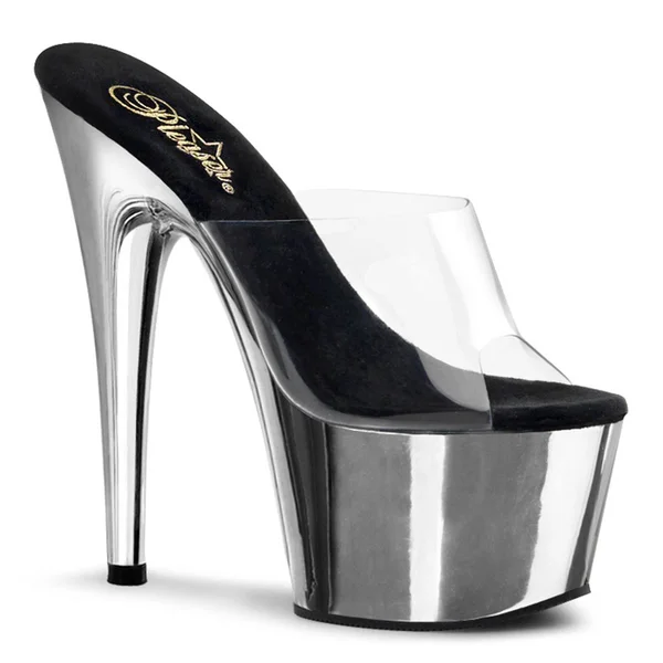 Pleaser - ADORE-701 14 - Clear/Silver Chrome