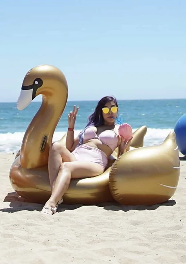 Sunnylife Luxe Gold Swan Ride-On Pool Float