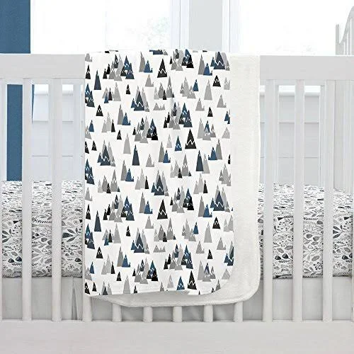 Carousel Designs Blue Woodland Mountains Crib Blanket