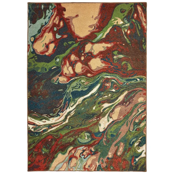 Style Haven Organic Abstract Rust/Teal Area Rug - 7&10x22 x 10&10x22 7&10x22x10&10x22