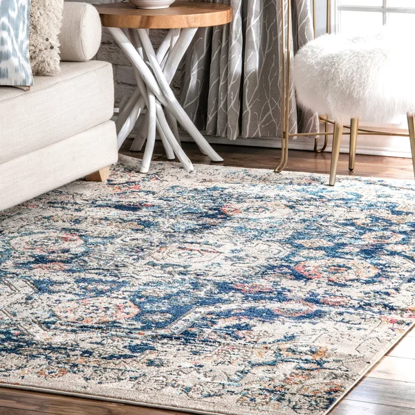nuLOOM North Transitional Vintage Medallion Area Rug - 6& Square - Blue