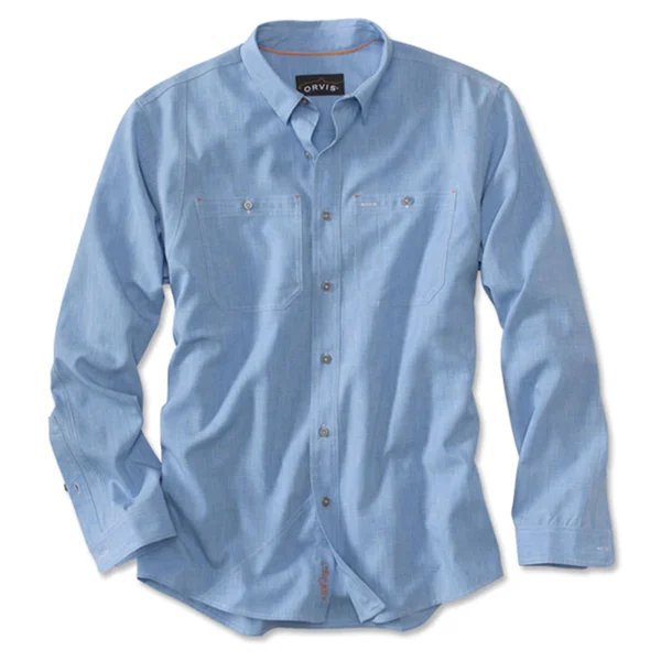 Orvis Men's Tech Chambray Work Shirt - Medium Blue, Large