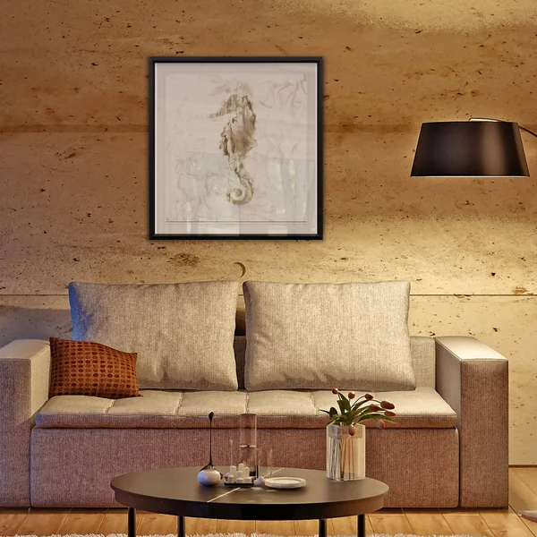 Soft Marble Seahorse -Framed Giclee Print - 28x28
