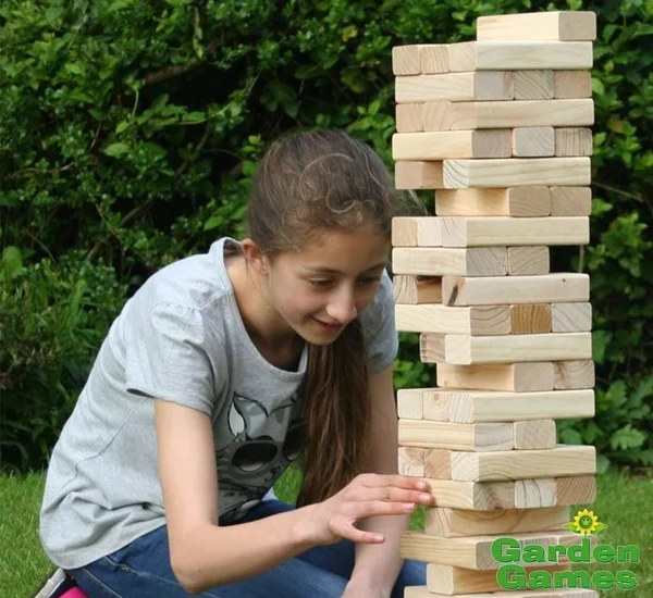 Garden Games Jumbo Hi-Tower Giant Tumbling Tower Game with Storage Bag