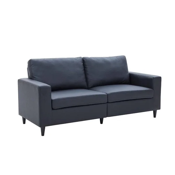 3-Seater PU Leather Couchu0026Sofa with Wood Frame and Durable Legs - Black