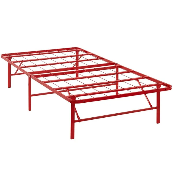 America Luxury Modern Contemporary Urban Design Bedroom Twin Size Platform Bed Frame, Red, Metal Steel