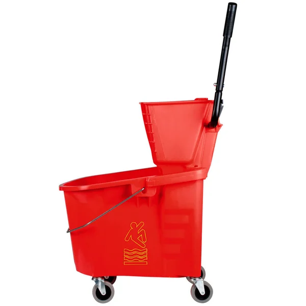 Continental 335-312RD 35 qt. Red Splash Guard Mop Bucket with Side-Press Wringer