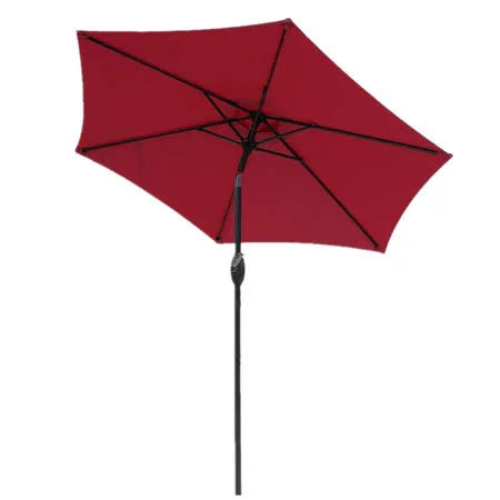 7.5 ft Patio Umbrella Outdoor Market Table Umbrella with Crank, 6 Ribs, Polyester Canopy, Dark Red