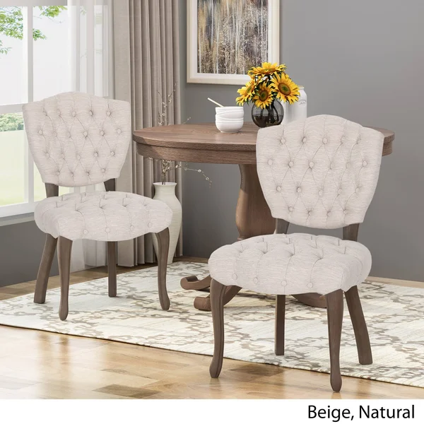 Case Tufted Dining Chair with Cabriole Legs (Set of 2) Beige