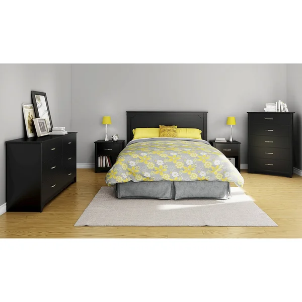 South Shore Fusion Double Dresser - Chest of drawers - 6 drawers - particle board - pure black