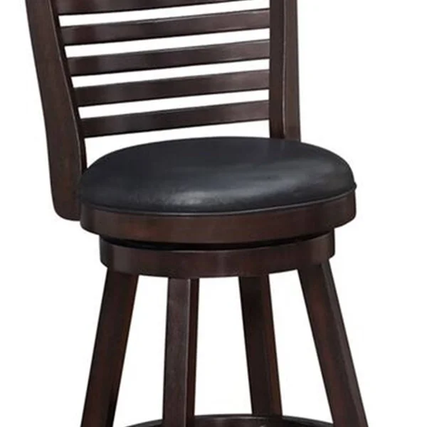 Swivel Counter Stool with Leatherette SEAT, Set of 2, Brown and Black