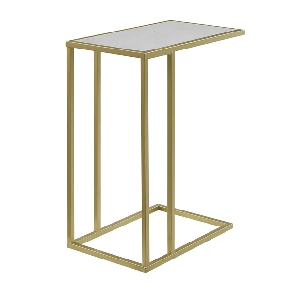 20x22 C-Table - White Faux Marble/ Gold