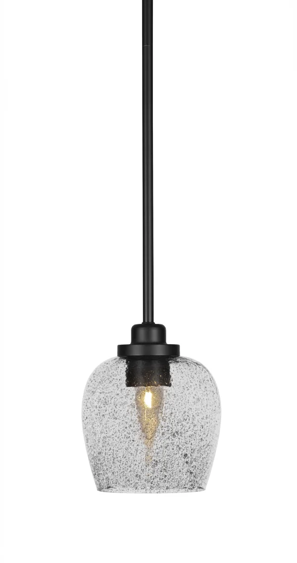 Toltec Lighting-2601-MB-4812-Odyssey - 1 Light Mini Pendant Matte Black Finish with Smoke Bubble Glass