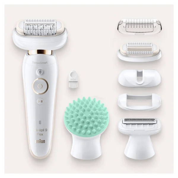 Braun Epilator Silk-閜il 9 9-020 with Flexible Head, Facial Hair Removal for Women, Shaver & Trimmer, Cordless, Rechargeable
