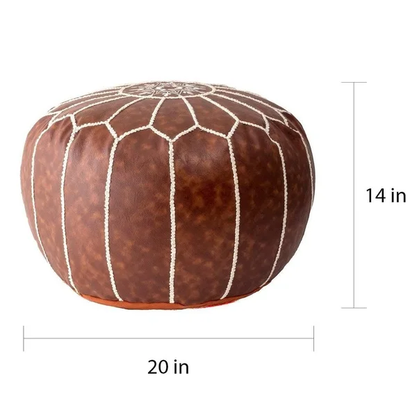 nuLOOM Classic Moroccan Lightweight Faux Leather Ottoman Pouf - Brown