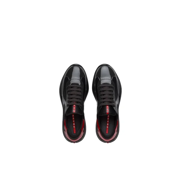 Prada America&s Cup Sneakers, Men, Anthracite Gray/Red, Size 7.5