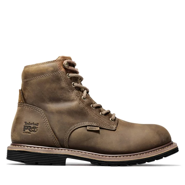 Men's Timberland Pro 6 inch Millworks Waterproof Soft Toe Boot - Size: 8, Brown