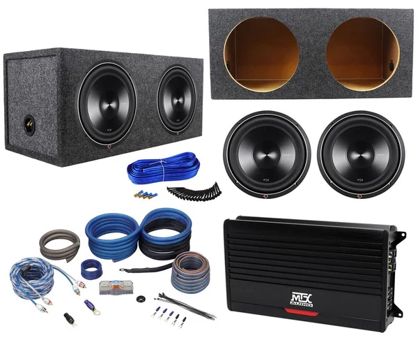 (2) Rockford Fosgate Punch P3d4-12 12x22 1200W Subwoofers+Sealed Box+MTX Amp+Wires