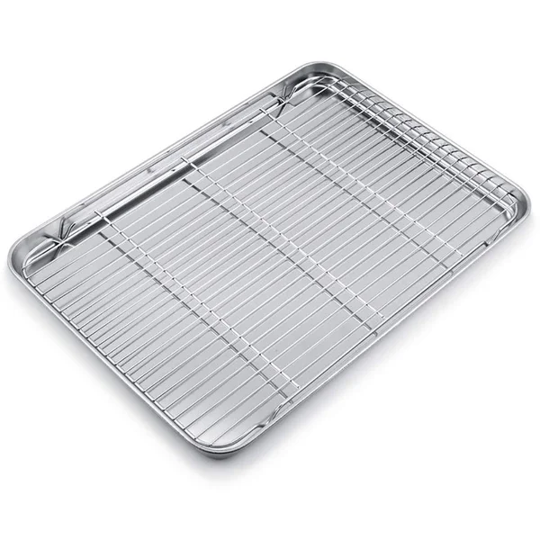 WEZVIX Large Baking Sheet with Cooling Rack Stainless Steel Baking Tray Cookie S