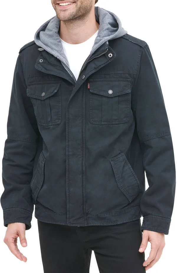 Levi&s Men's Sherpa Lined Hooded Utility Jacket - XXL, Blue