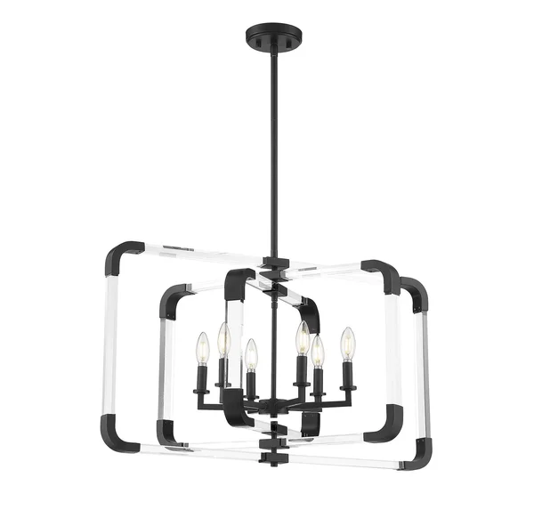 Savoy House 7-1660-6-89 Rotterdam Matte Black 6 Light Pendant