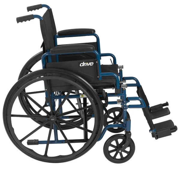 Drive Medical Blue Streak Wheelchair with Flip Back Desk Arms, Swing Away Footrests, 16x22 Seat, 42" x 12.5" x 36"