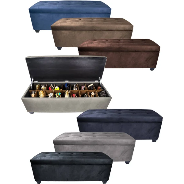 The Sole Secret Sole Secret Obsession Espresso 10-Button Tufted Shoe Storage Bench