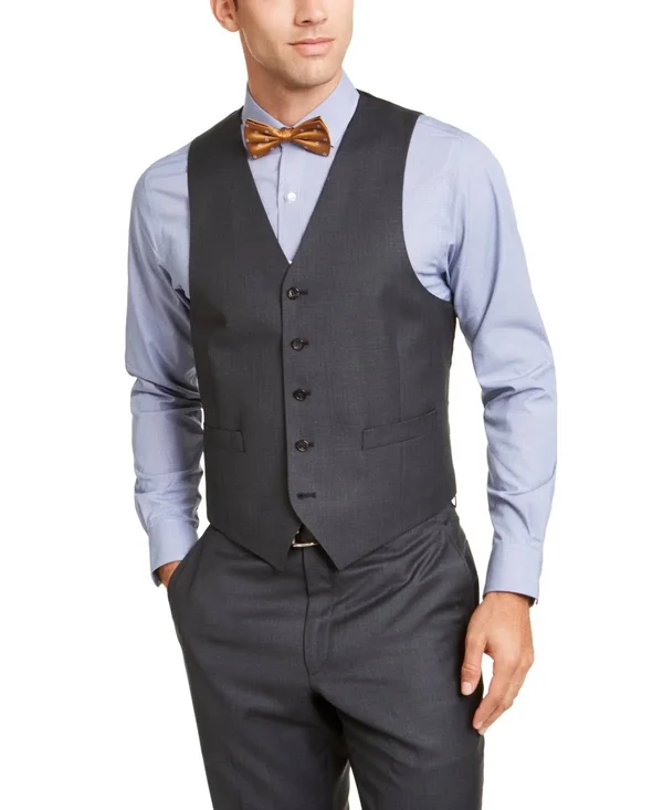 Lauren Ralph Lauren Men's Classic-Fit UltraFlex Stretch Suit Vests - Charcoal Solid