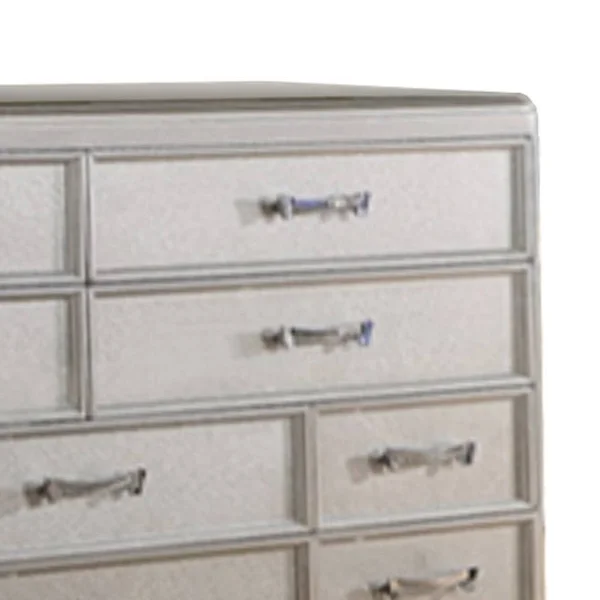 Benzara - 10 Drawers Wooden Dresser in Silver
