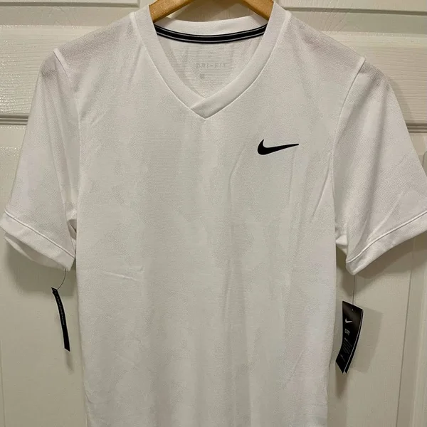 Nike NikeCourt Dry Challenger Top Short Sleeve White/Black, Men's, Size: Small