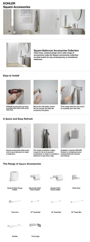 Kohler Polished Chrome 18x22 Grab Bar