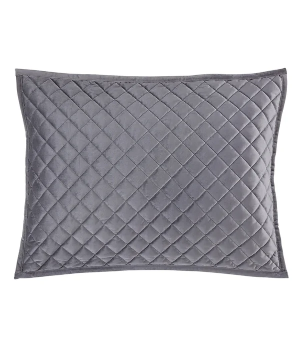 HiEnd Accents Velvet Quilted Sham, King Sham, Gray