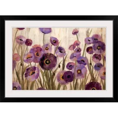 Curie Pink and Purple Flowers Picture Frame August Grove Size: 28x22 H x 38x22 W x 1x22 D - Format: Black Framed