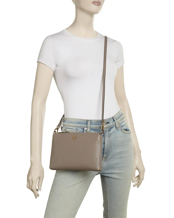 Tory Burch Kira Small Pebbled Leather Top-Zip Crossbody - Jackfruit/Gold