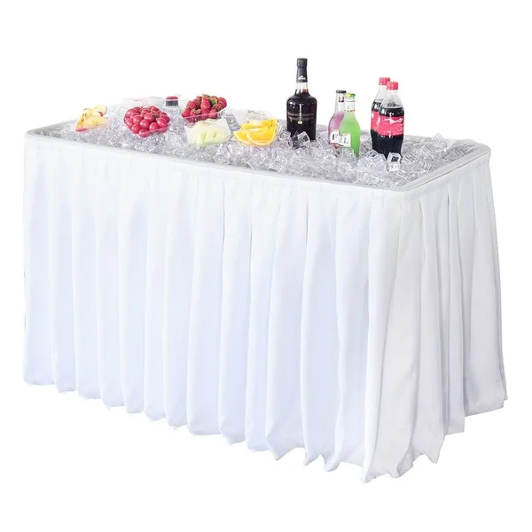 Modern Home 4-Inch Party Ice Bin Table with Skirt (Black) - 47.5" x 23.9" x 32.3"