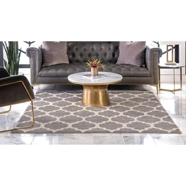Unique Loom Philadelphia Trellis Rug - Size: 10& 0 x 10& 0 Square, Gray