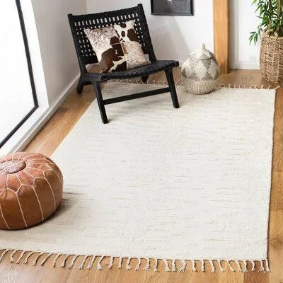 Aitkin Hand-Woven Flatweave Wool Beige Area Rug Dakota Fields Rug Size: Rectangle 5' x 8'