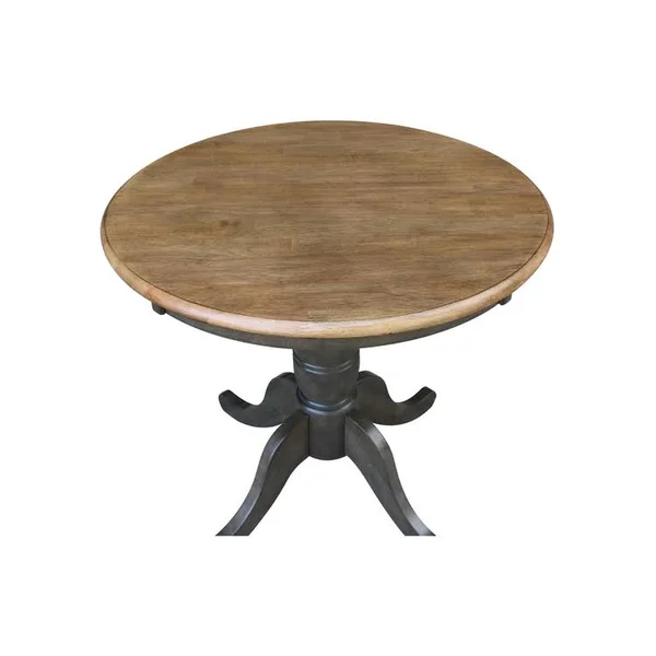 30x22 Round Top Pedestal Table with 2 San Remo Chairs - 3 Piece Set - Hickory/Washed Coal