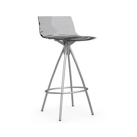 L&eau 25.63x22 Bar Stool Calligaris Finish: Satin Steel, Upholstery: Transparent Smoked Grey