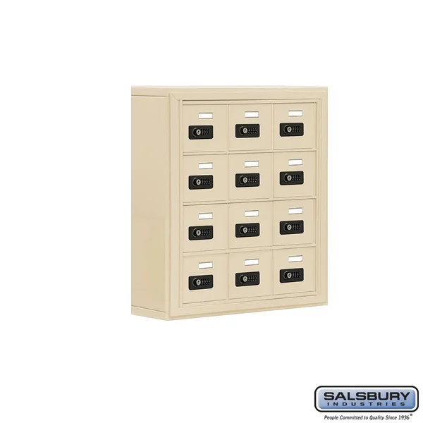 Salsbury 19045-12SSC 5 in. Cell Phone Storage Locker - 4 Door High Unit - 12 A Doors - Sandstone - Surface Mounted - Resettable