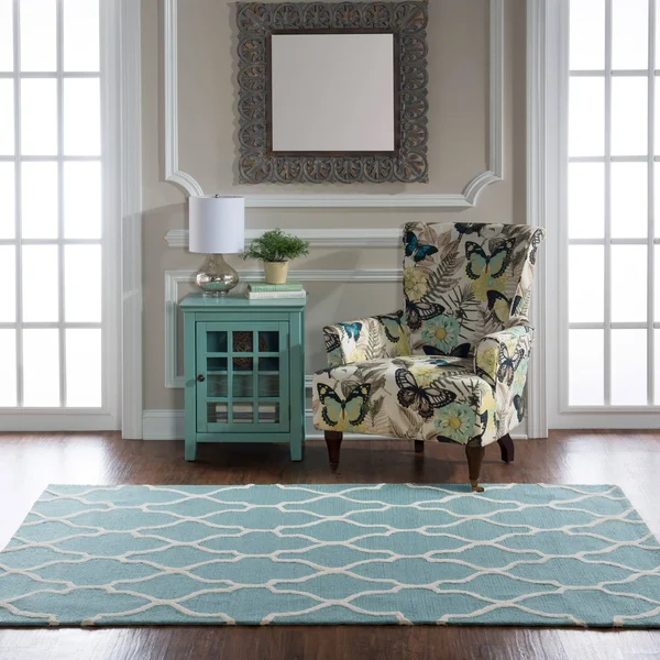 Linon Trio Geo Gray with Cream Silk 5ftx7ft Rug