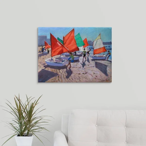 GreatBigCanvas Red Sails - Royan, France by and 18-in H x 24-in W Abstract Print on Canvas, 2337419-24-24X18