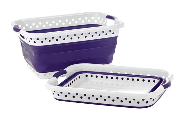 Pop & Load Collapse & Store Collapsible Basket Ultra-Slim Utility Pop & Load- Laundry - Large Rect - 2 Handles, Purpl