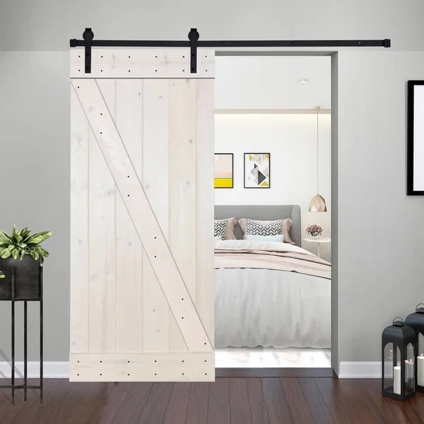 Akicon Paneled Wood Barn Door with Installation Hardware Kit - Z3 Series - 38x22 - Red Oak