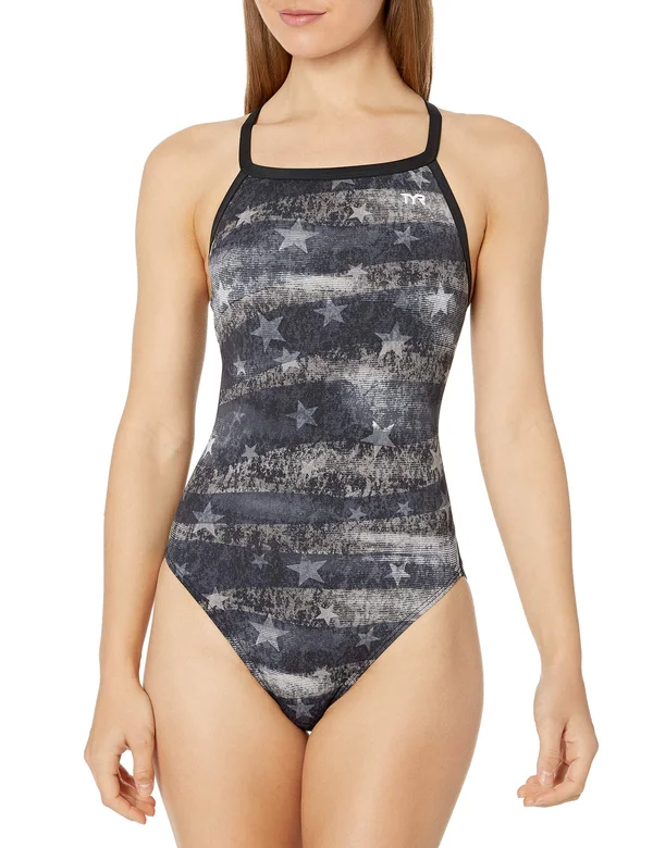 TYR Dadr7a Women's American Dream Diamondfit Swimsuit - Black/Grey - 34