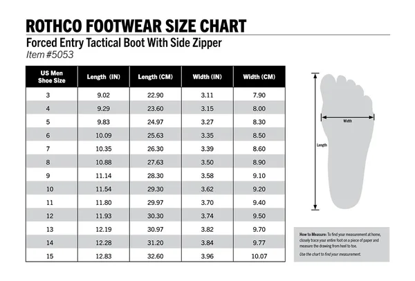 Rothco Forced Entry 8x22 Tactical Boot with Side Zipper 9 - Black